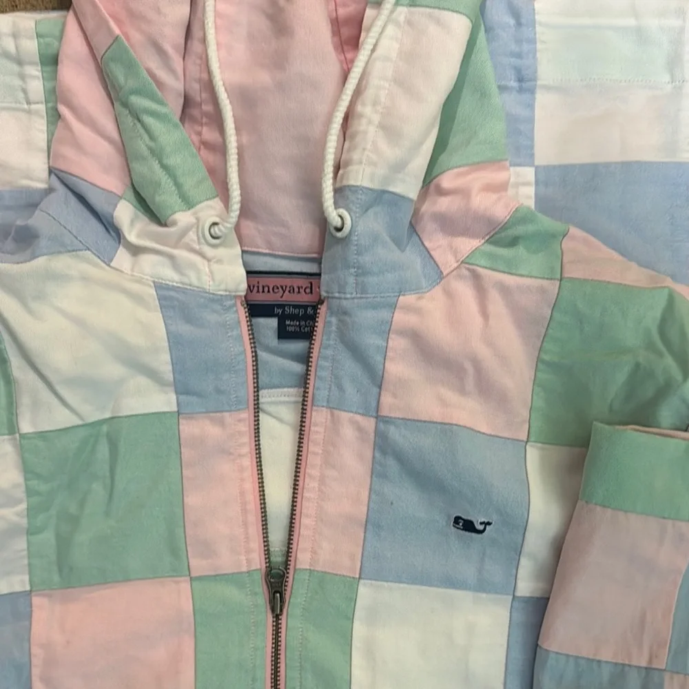 Vineyard Vines Women's Offshore Pastel Oxford Patchwork Hoodie Preppy & Fun! - Picture 10 of 13